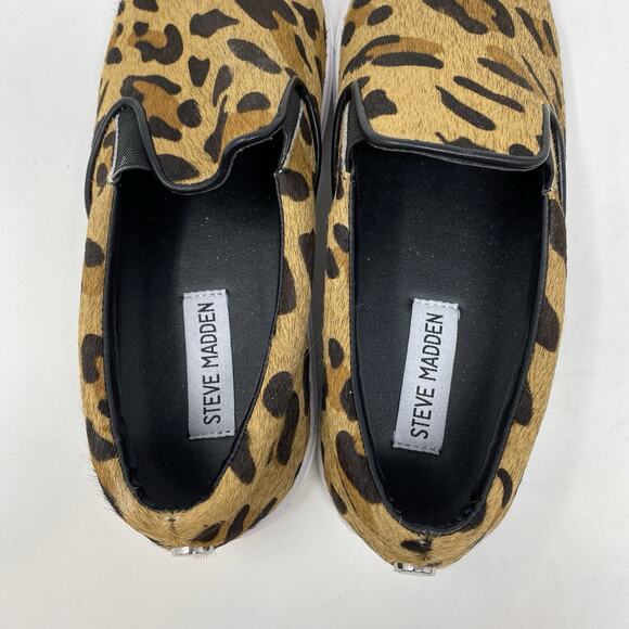 Steve Madden Shoes Womens 9 Cow Hair Flats Loafers Brown Leopard Cheetah Slip On - Picture 5 of 9